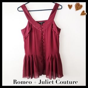 ♥️ Rome+JulietCouture:Size:M/ Burgundy Peplum Top